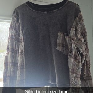 Gilded Intent Black and Brown Long Sleeve Top
